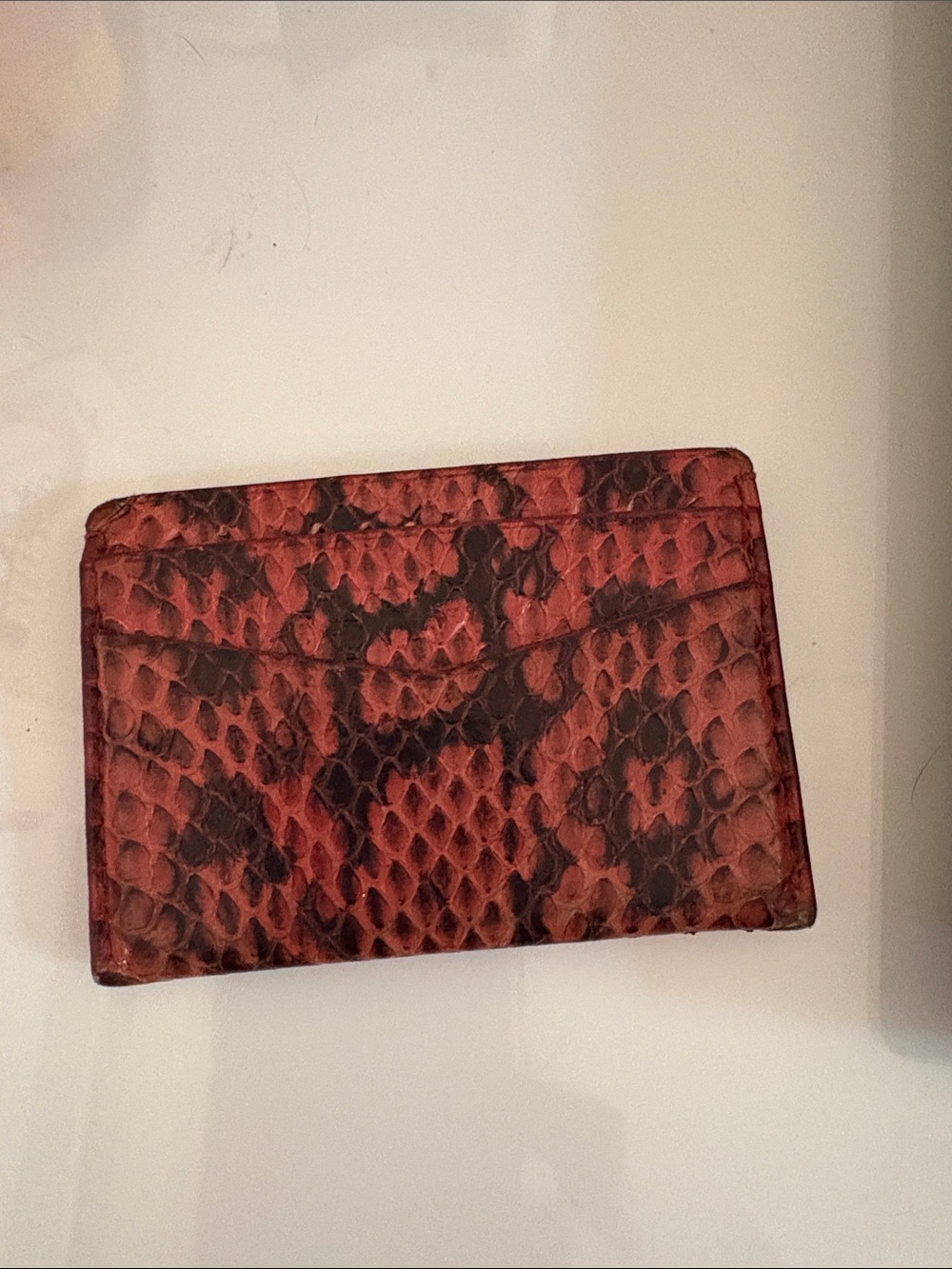Red Snake-Print Card Holder